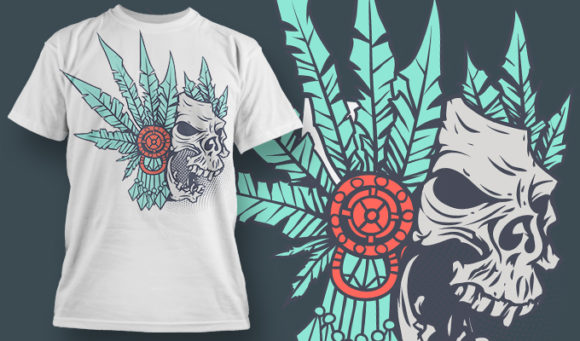 Indian skull T-shirt design 1481 1