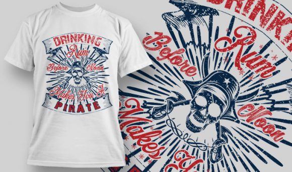 Drinking pirate T-shirt design 1543 1