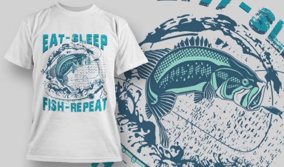 Eat-sleep, fish-repeat T-shirt design 1551 1