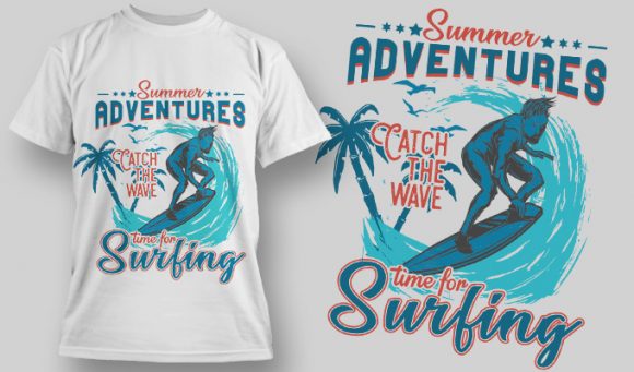 Adventures surfing T-shirt Design 1596 1