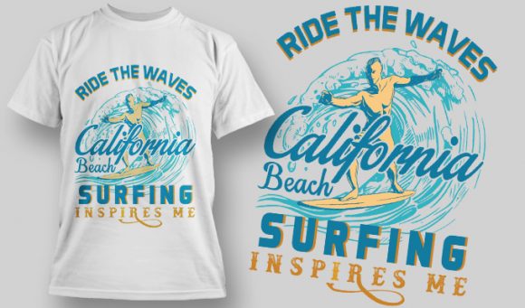 Ride the waves T-shirt Design 1597 1