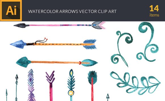 Watercolor Arrows Vector Set 1 1