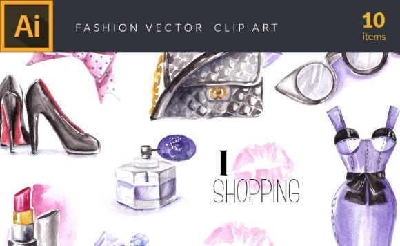 Watercolor Fashion Vector Clipart 1