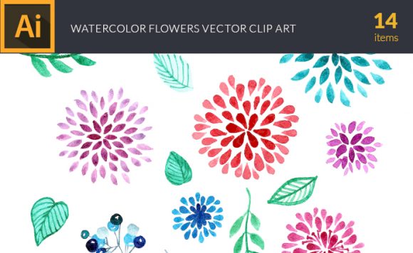 Watercolor Flowers Vector Set 1 1