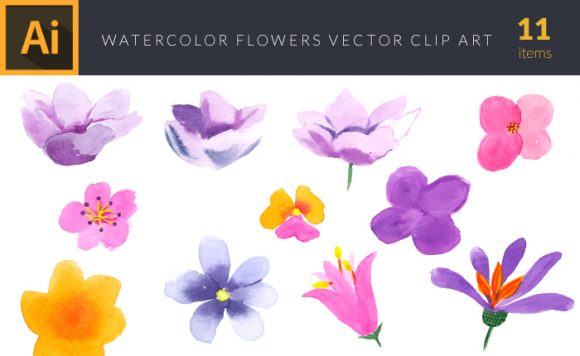 Watercolor Flowers Vector Set 3 1