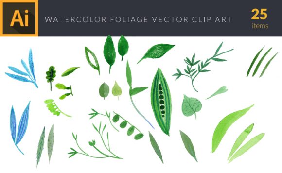 Watercolor Foliage Vector Set 2 1
