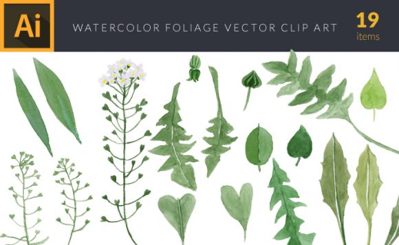Watercolor Foliage Vector Set 3 1