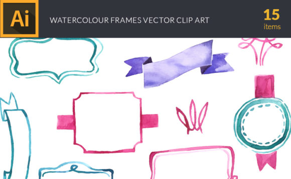 Watercolor Frames Vector Clipart 1