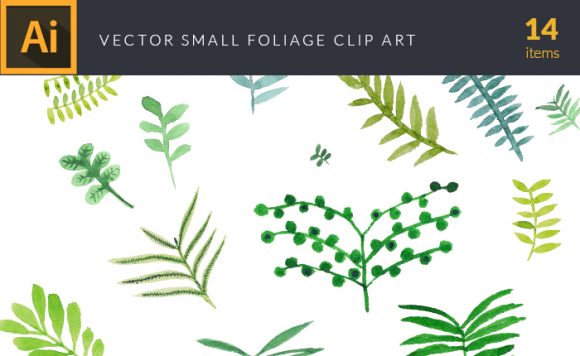 Watercolor Foliage Vector Clipart 1