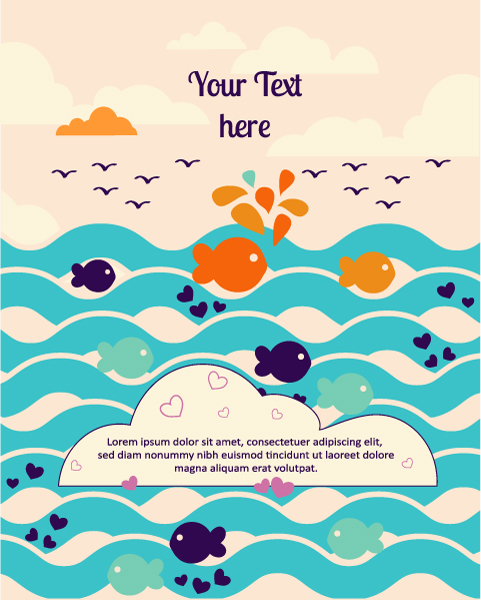 Lovely Stylish Vector Background: Vector Background Background Illustration With Fish, 1