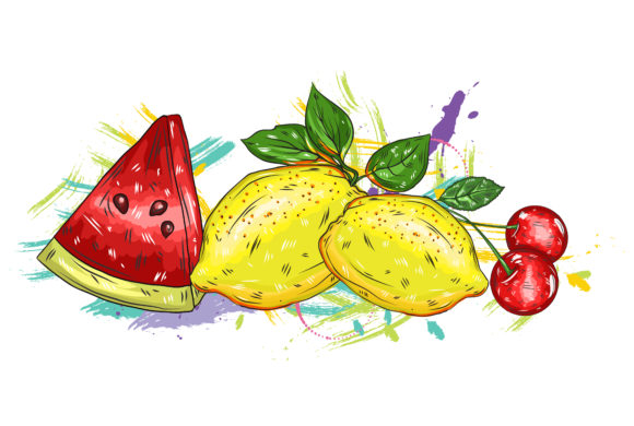 Fruits Eps Vector: Eps Vector Fruits With Colorful Splashes 1