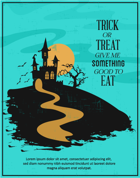 Gorgeous Illustration Vector Graphic: Halloween Vector Graphic Illustration With Castle, Tree And Moon 1
