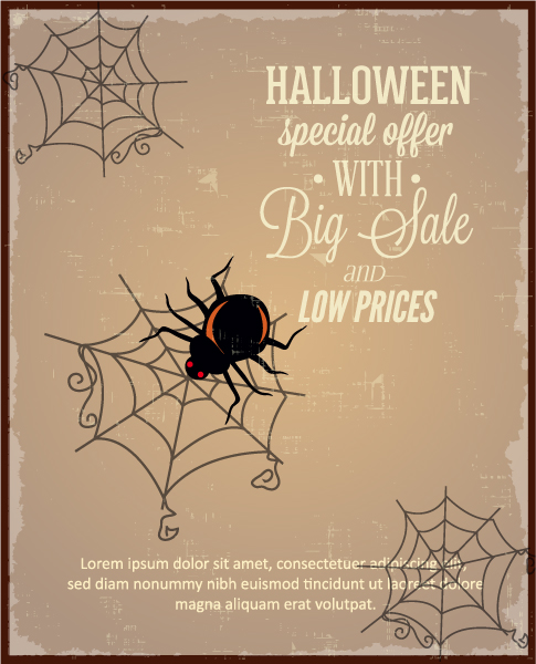 Astounding Halloween Vector Image: Halloween Vector Image Illustration  With Spider, 1