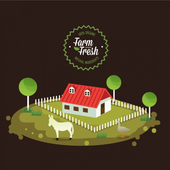 Trendy House Vector Art: Farming Vector Art Illustration 1