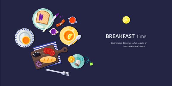 Exciting Breakfast Vector: Breakfast Vector Illustration Flat Style 1