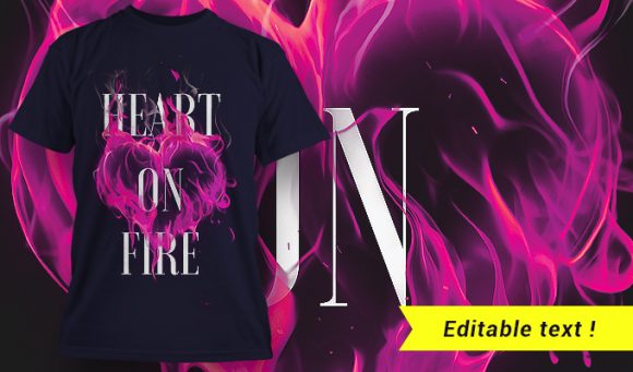 Heart on fire T-shirt design 1659 1