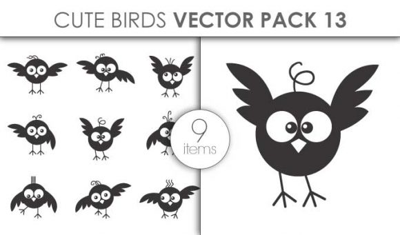 Vector Cute Birds Pack 13for Vinyl Cutter 1