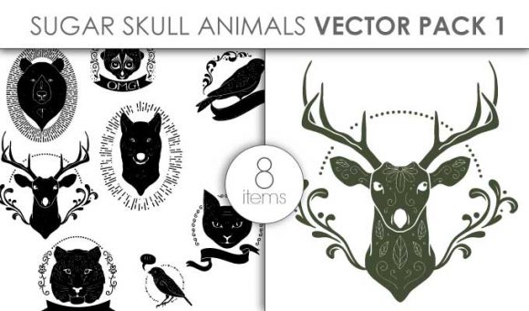 Vector Sugar Skull Animals Pack 1 1