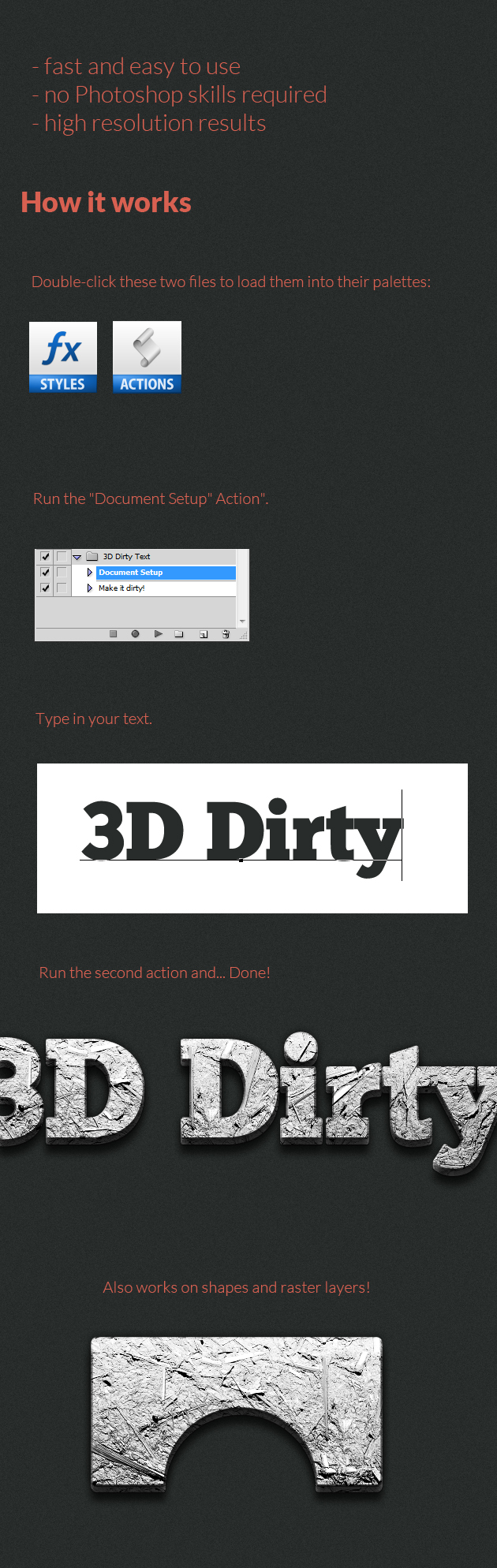 3D Dirty Effect Photoshop Text Styles 2