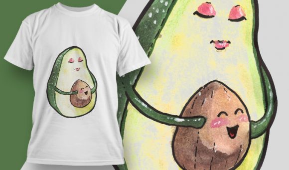 Avocado with Pit T-shirt Design 1801 1
