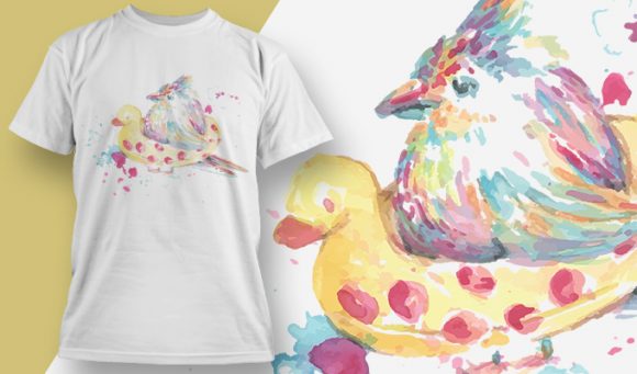 Bird on a Rubber Duck T-shirt Design 1816 1