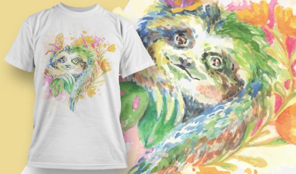 Sloth Print T-shirt design 1820 1