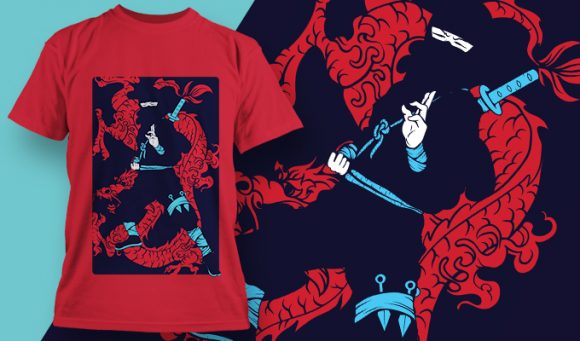 Japanese dargon ninja T-shirt design 1952 1