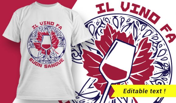 Il vino fa buon sangue T-shirt design 1980 1