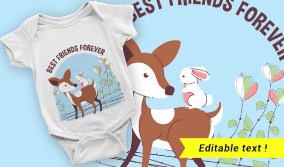 Deer & rabbit T-shirt design 2025 1