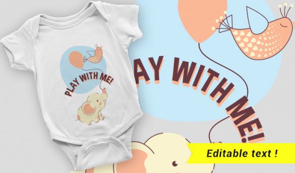 Baby elephant T-shirt design 2033 1
