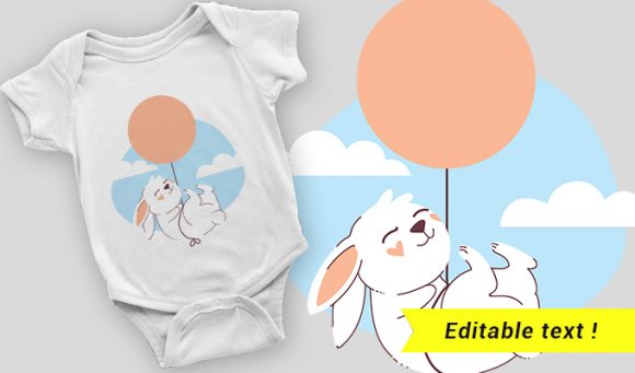 Happy rabbit T-shirt design 2039 1
