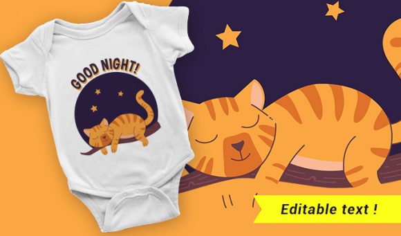 Tabby cat T-shirt design 2043 1