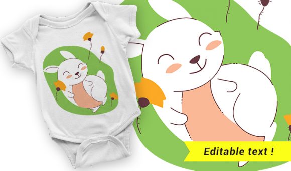 Happy rabbit T-shirt design 2049 1