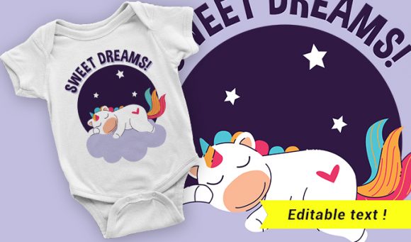Sleeping unicorn T-shirt design 2051 1