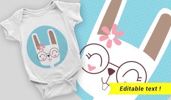 Happy rabbit girl portrait T-shirt design 2062 1