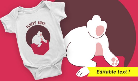 Rabbit's fluffy T-shirt design 2071 1