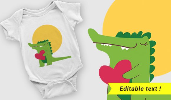 Happy crocodile T-shirt design 2075 1