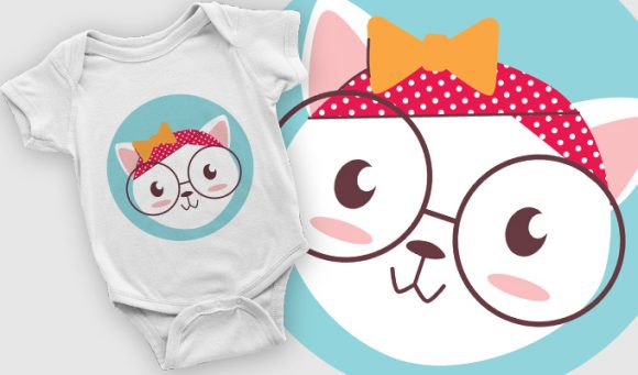 Cute girl kitty T-shirt design 2084 1