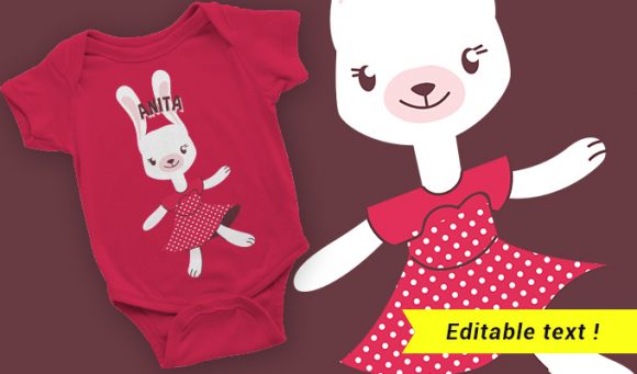 Rabbit girl T-shirt design 2087 1