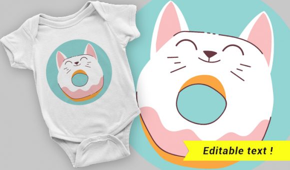 Glazed doughnut cat T-shirt design 2090 1