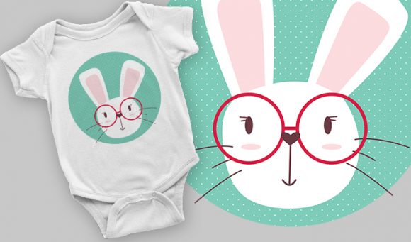 White rabbit T-shirt design 2092 1