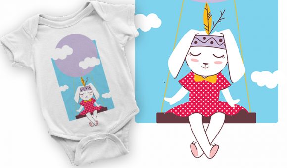 Rabbit girl T-shirt design 2093 1