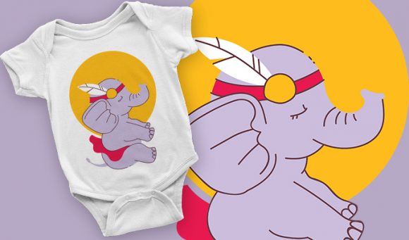 Baby girl elephant T-shirt design 2094 1