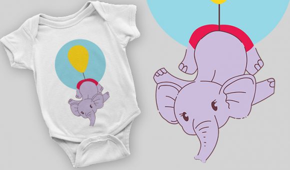 Baby elephant T-shirt design 2096 1