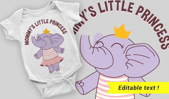 Baby girl elephant T-shirt design 2097 1