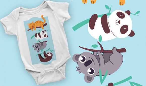 Panda, Koala & Sloth T-shirt design 2101 1