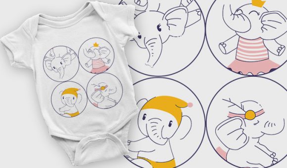 Baby elephants T-shirt design 2105 1