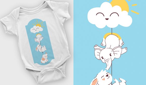 Baby elephants T-shirt design 2107 1