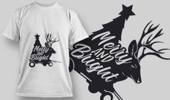 2276 Merry And Bright T-Shirt Design 1