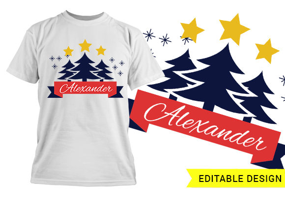 Christmas trees with name placeholder T-shirt Design 1
